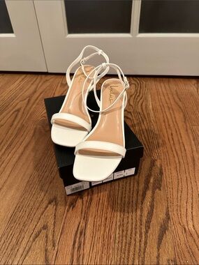 Lulus Ensley White Kitten Heel Ankle Strap Sandals